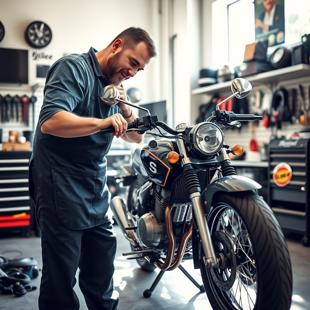 バイク修理の様子